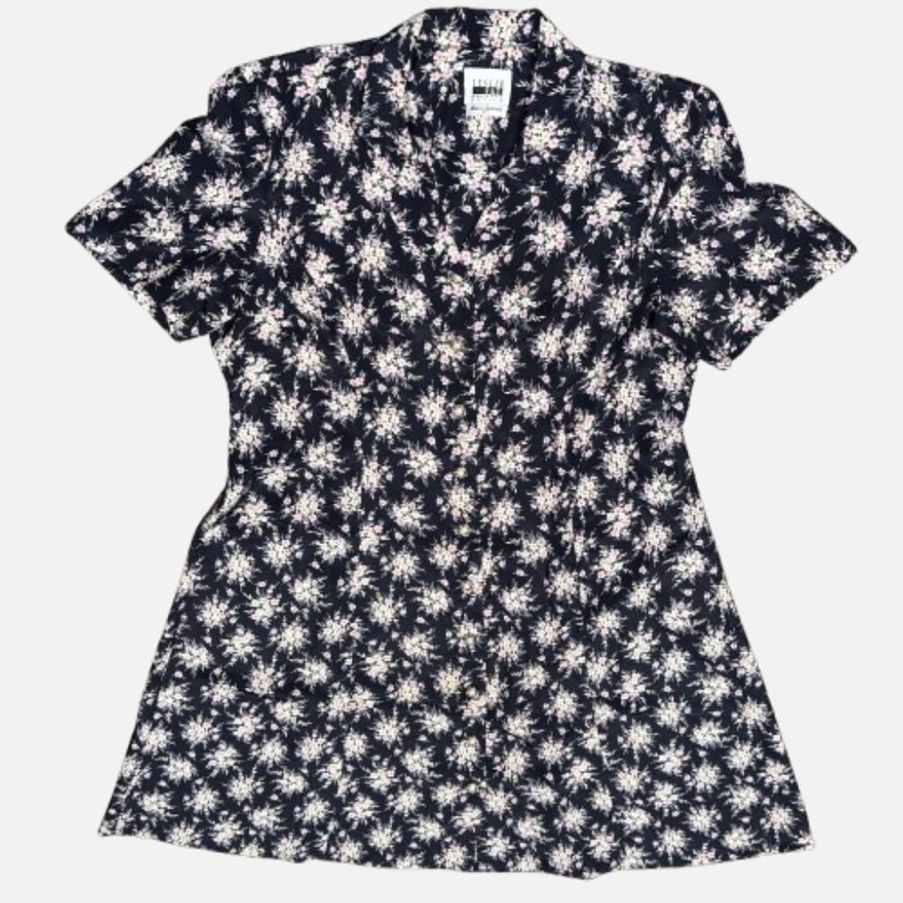 VTG Leslie‎ Fay Dresses Petite Blue Floral Light Preppy Midi Dress (Size 16) - Picture 2 of 7